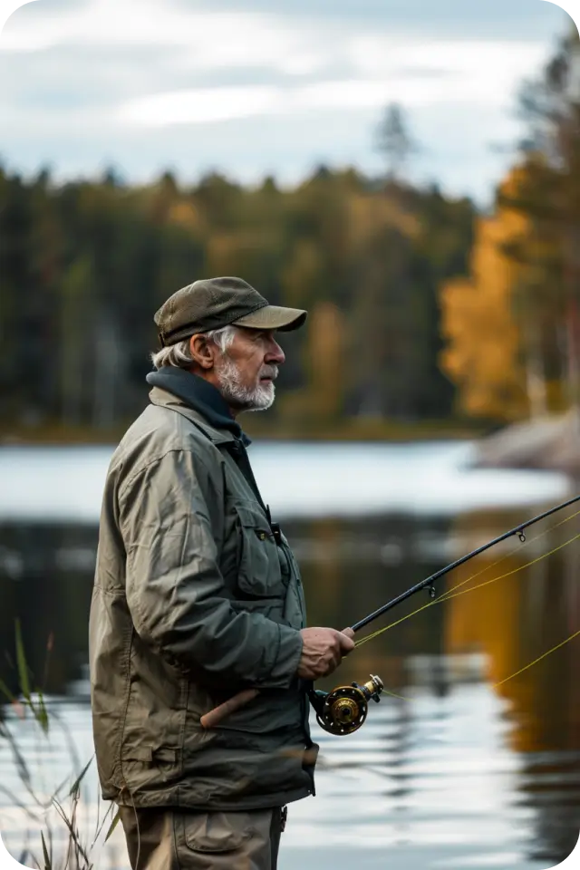 En äldre man som fiskar